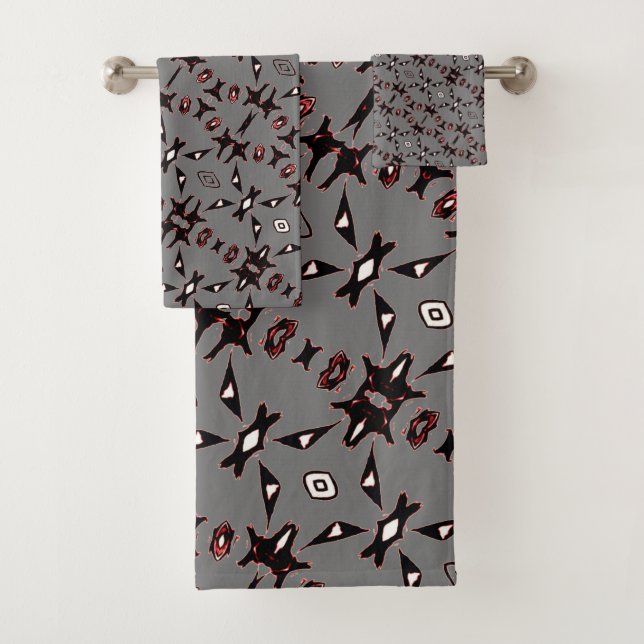 Smokey Gray Native Line Art Towel Set  (Insitu)