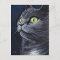 Smokey | Green Eyed Blue Grey Cat Portrait Postcard