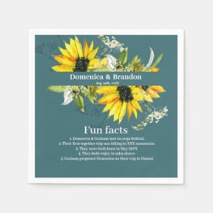 Smokey Green Sunflower Wedding Fun Facts Napkins