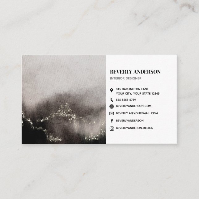 Smokey Grey Modern Art Business Card (Front)