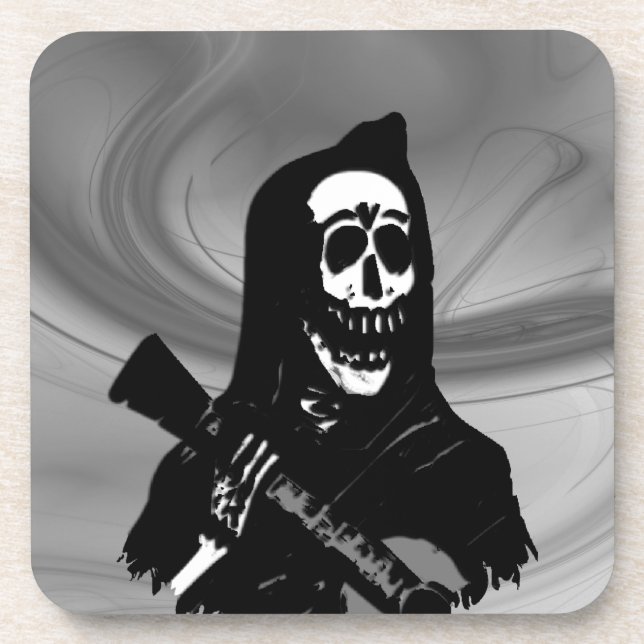 Smokey Guitar Skeleton Serenade Drink Coaster (Front)