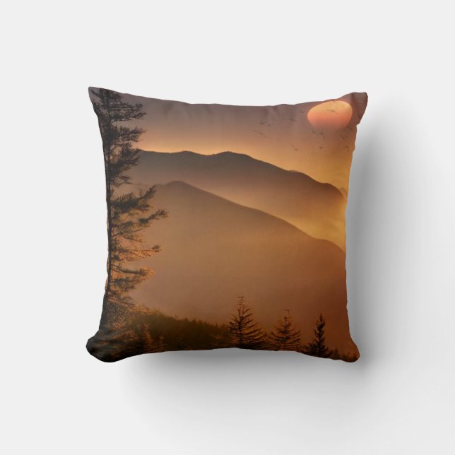 Smokey Mountains Throw Pillow (Front)