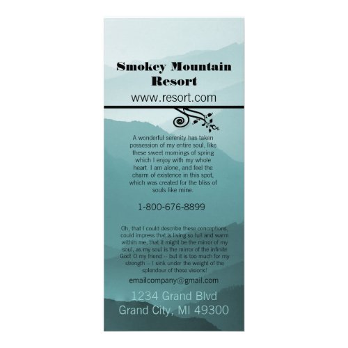 Smokey Mountian Resort Rack Card