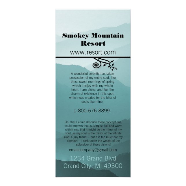 Smokey Mountian Resort Rack Card (Front)