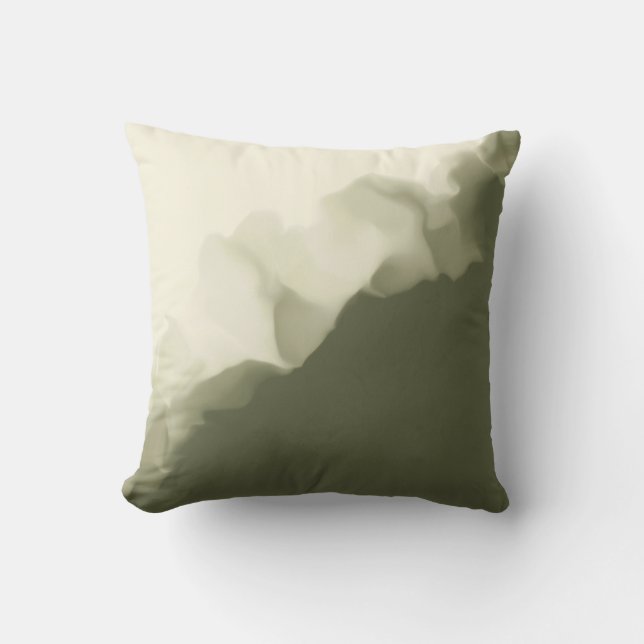 Smokey Olive Green and Tan Throw Pillow (Front)