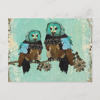 Smokey Rose Owls   Postcard by Greyszoo at Zazzle