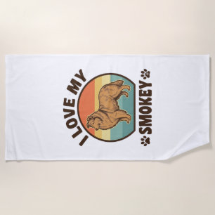 Smokey Sheltie Dog Vintage Sunset Shirt Design_1 Beach Towel