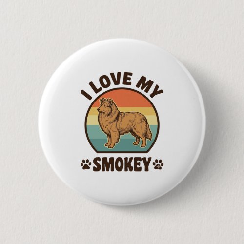 Smokey Sheltie Dog Vintage Sunset Shirt Design_1 Button
