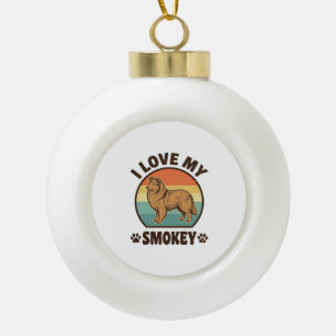 Smokey Sheltie Dog Vintage Sunset Shirt Design_1 Ceramic Ball Christmas Ornament