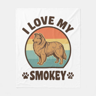 Smokey Sheltie Dog Vintage Sunset Shirt Design_1 Fleece Blanket