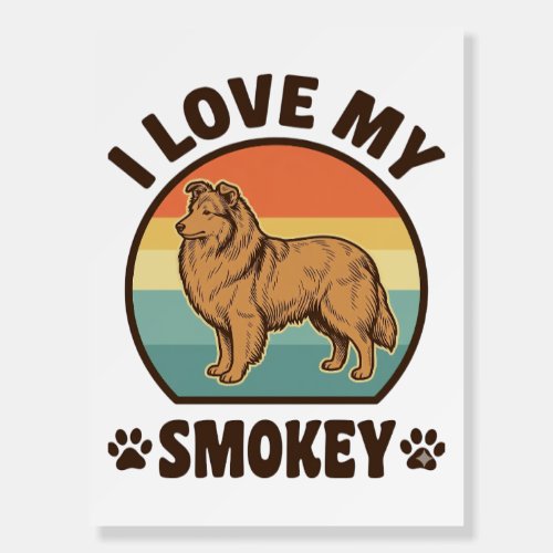 Smokey Sheltie Dog Vintage Sunset Shirt Design_1 Foam Board