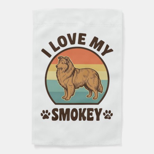 Smokey Sheltie Dog Vintage Sunset Shirt Design_1 Garden Flag