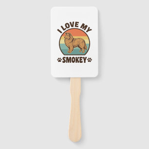 Smokey Sheltie Dog Vintage Sunset Shirt Design_1 Hand Fan