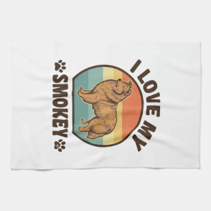 Smokey Sheltie Dog Vintage Sunset Shirt Design_1 Kitchen Towel