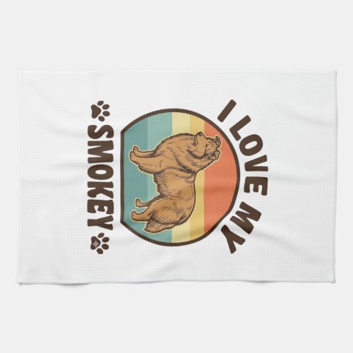 Smokey Sheltie Dog Vintage Sunset Shirt Design_1 Kitchen Towel