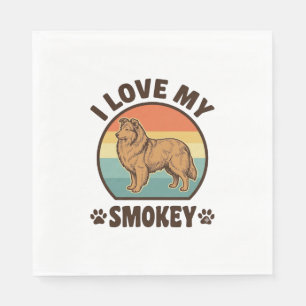 Smokey Sheltie Dog Vintage Sunset Shirt Design_1 Napkins