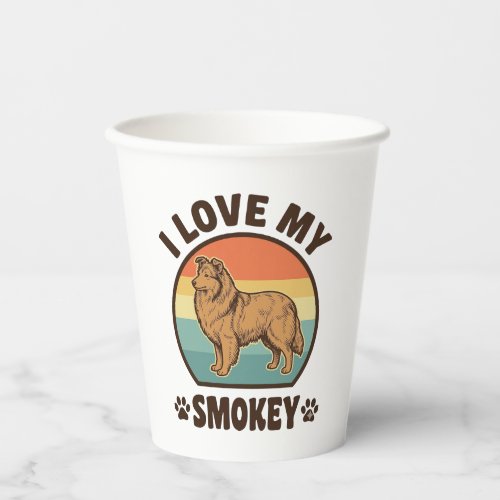 Smokey Sheltie Dog Vintage Sunset Shirt Design_1 Paper Cups