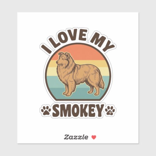 Smokey Sheltie Dog Vintage Sunset Shirt Design_1 Sticker