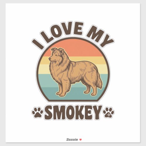 Smokey Sheltie Dog Vintage Sunset Shirt Design_1 Sticker
