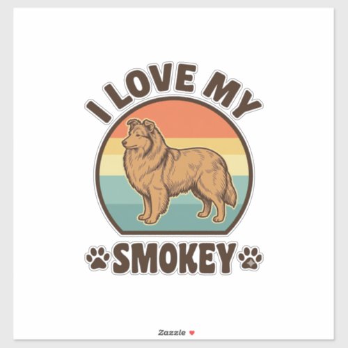 Smokey Sheltie Dog Vintage Sunset Shirt Design_1 Sticker