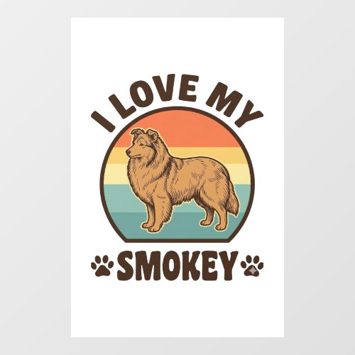 Smokey Sheltie Dog Vintage Sunset Shirt Design_1 Window Cling