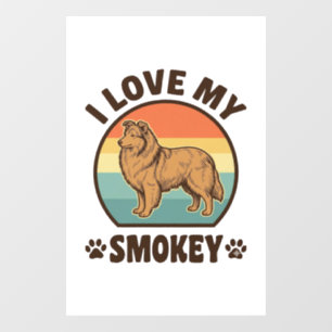 Smokey Sheltie Dog Vintage Sunset Shirt Design_1 Window Cling