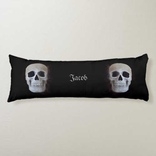 Smokey Skull Black And White Gothic Trendy Art Body Pillow