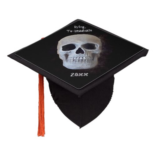 Smokey Skull Gothic Old Black Gray Macabre Graduation Cap Topper