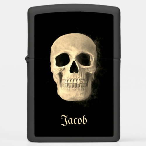 Smokey Skull Head Gothic Cool Black Beige Macabre Zippo Lighter