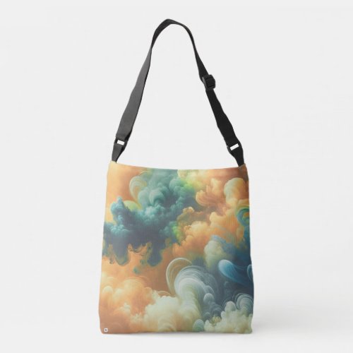 Smokey Textures Abstract Art in Vibrant Colors Crossbody Bag