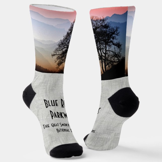 Smokies Blue Ridge Parkway Sunset Travel Photo Socks (Angled)