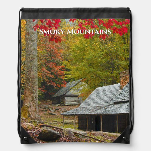Smokies  Noah Bud Ogle Cabin Historic Photo Drawstring Bag