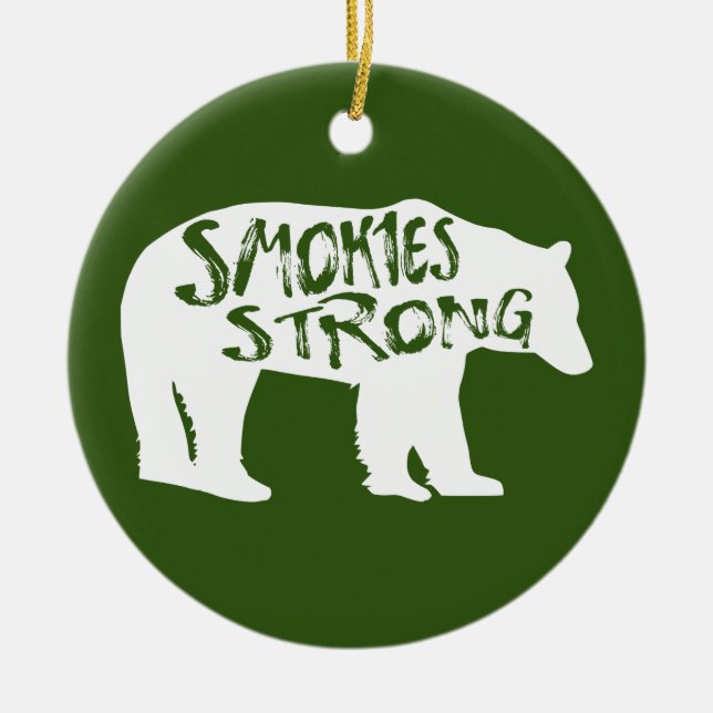 Smokies Strong Bear Ceramic Ornament (Front)