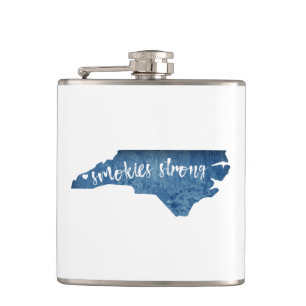 Smokies Strong North Carolina Wood Grain Flask