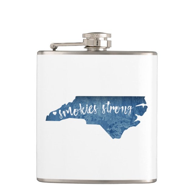 Smokies Strong North Carolina Wood Grain Flask (Front)