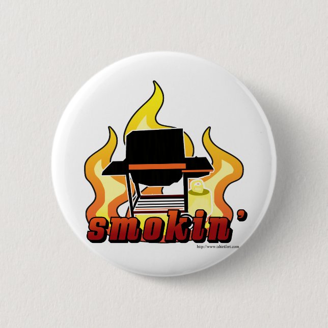 Smokin BBQ lover Pinback Button (Front)