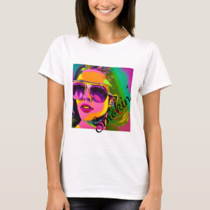 Smokin' Colorful Digital Art Pretty Lady T-Shirt