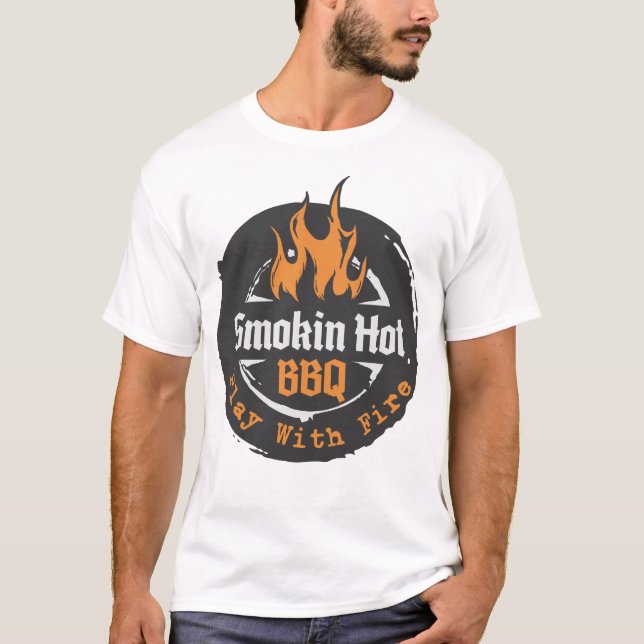 Smokin Hot BBQ Real Men BBQ shirt (Front)