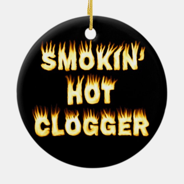 Smokin' Hot Clogger Dance Ceramic Ornament (Back)