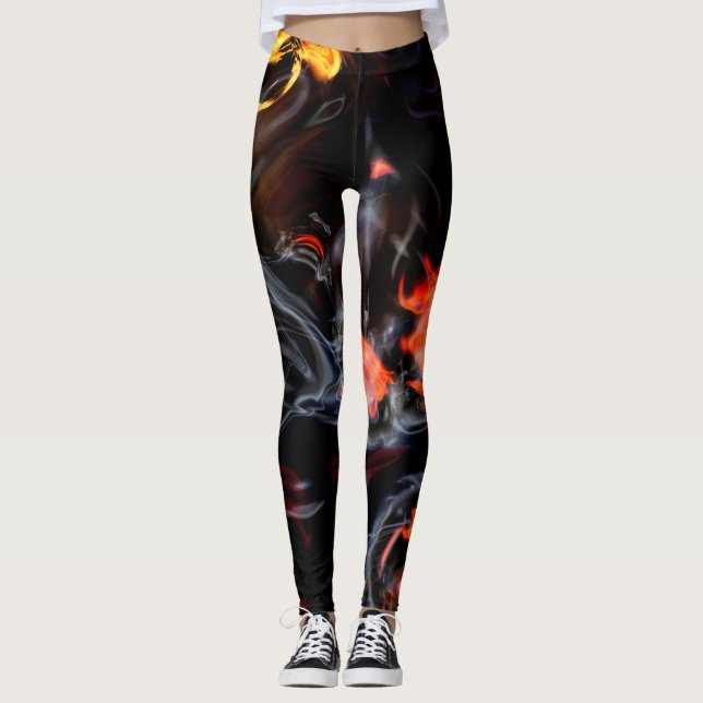 Smokin' Hot Flames and Smoke Leggings (Front)