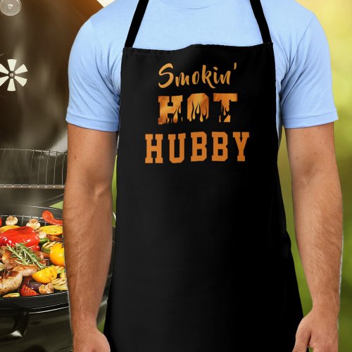 SMOKIN HOT HUBBY BBQ Barbeque Flames Apron