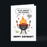 Smokin' hot Husband Birthday Card<br><div class="desc">🔥 Smokin’ Hot Husband Birthday Card – Funny Printable BBQ Pun for Him 🔥 Light up his birthday with laughs! This funny digital download birthday card is perfect for the BBQ-loving husband who’s equal parts grill master and heartthrob. Featuring a smiling cartoon grill, sizzling patties, and a playful pun, it’s...</div>