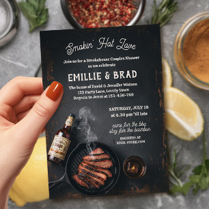 Smokin Hot Love BBQ Smokehouse Couples Shower Invitation