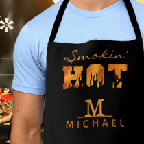 SMOKIN HOT Monogram Name BBQ Smoker Apron