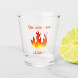 Smokin Hot Orange and Red Flame Personalized Shot Glass