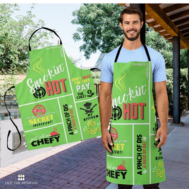Smokin' Hot Unisex Apron (Personalize this bright and fun apron with the name of the grill master in your life.)