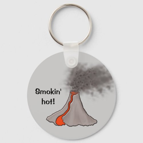 Smokin Hot Volcano Design Keychain