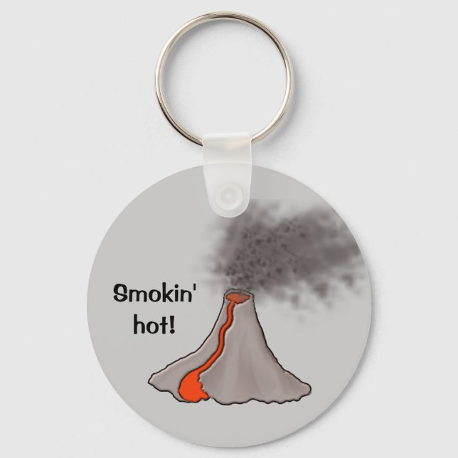 Smokin' Hot Volcano Design Keychain (Front)