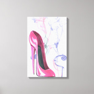 Smokin' Pink Stiletto Shoe Wrapped Canvas Print