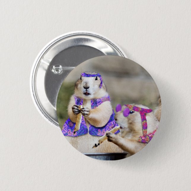 Smokin' Prairie Dog Hippies Button (Front & Back)